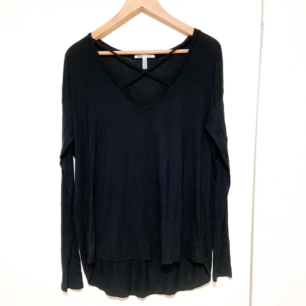 Victoria Secret Pink Black Long Sleeve Top